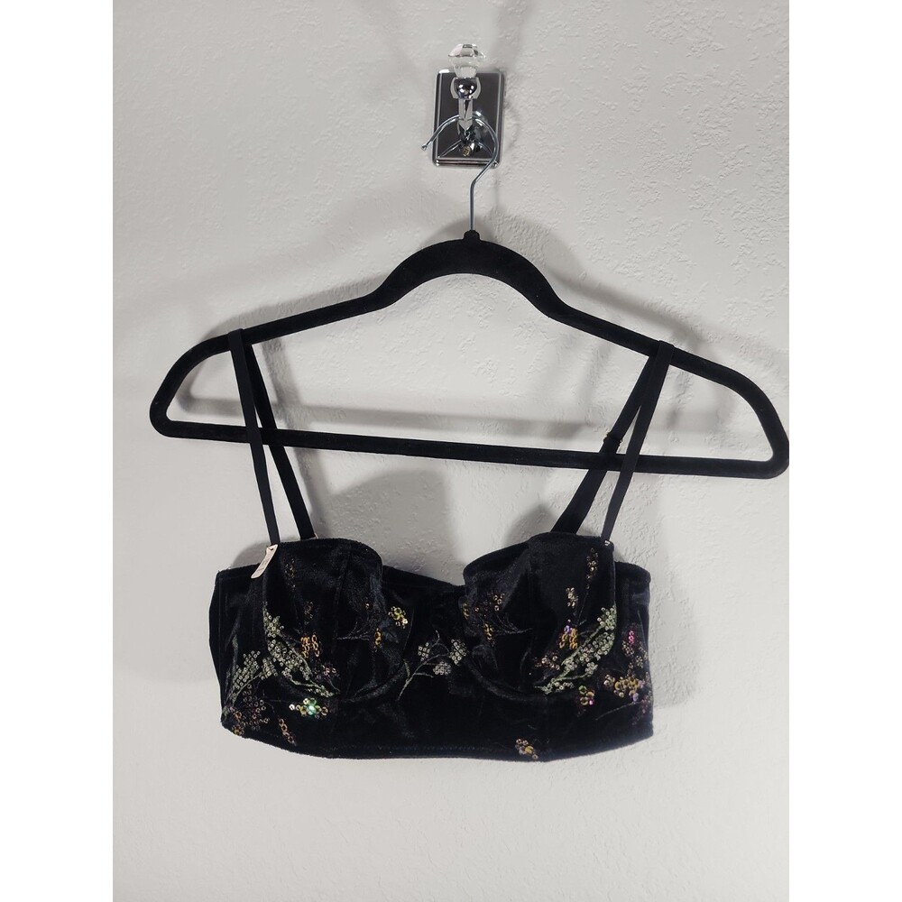 Etam Balconnette Velvet Sequined Bra Size 34b NWT